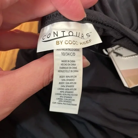 Coco Reef Contours Sterling Bra-Sized One-Piece Swimsuit Black size 10 34C/D NWT - Picture 8 of 9